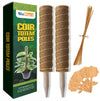 Coco Coir Poles For Climbing Plants with 24 Pre-Cut Paper Twist Ties and 5 (Bonus) Bamboo Plant Labels